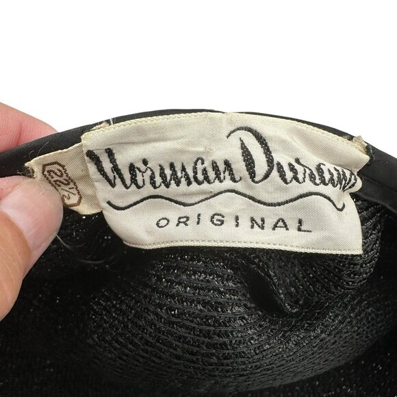 Norman Durand Original Designer Black Hat from the 1950-60s Vintage MCM - Picture 11 of 11